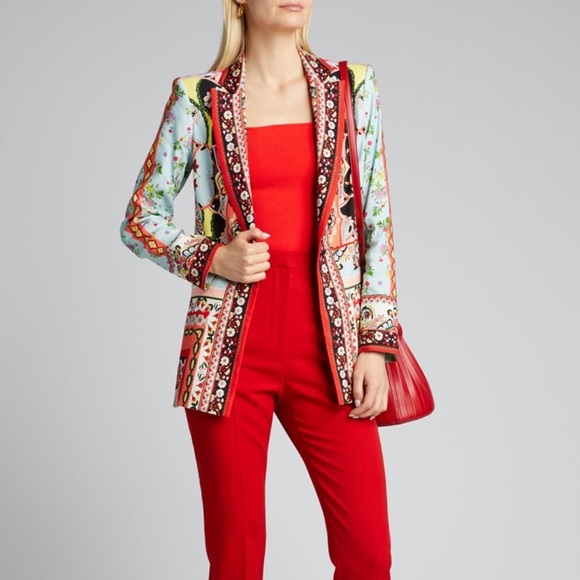 ALICE AND OLIVIA Nate Euphoria Paisley Floral Print Linen Blazer Jacket - Picture 5 of 16